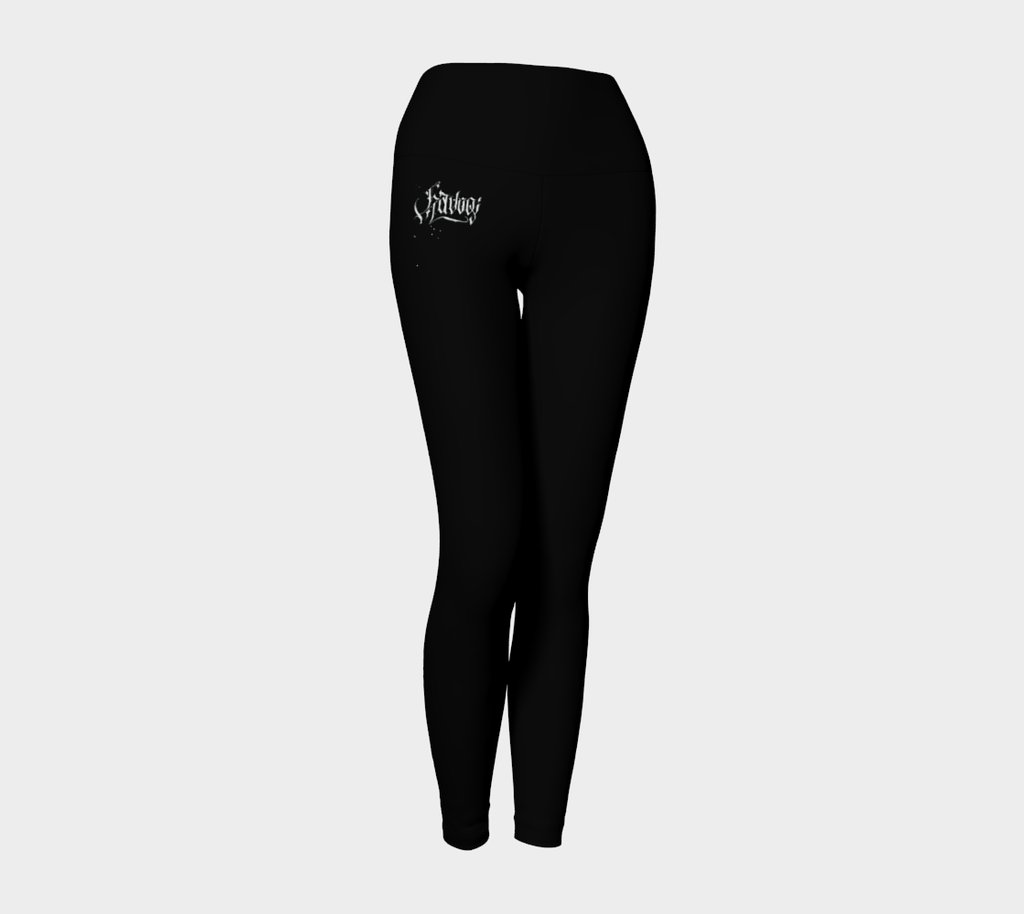 Havoq Calligraphy Yoga Leggings in Black with White Blacklight Reactive Ink