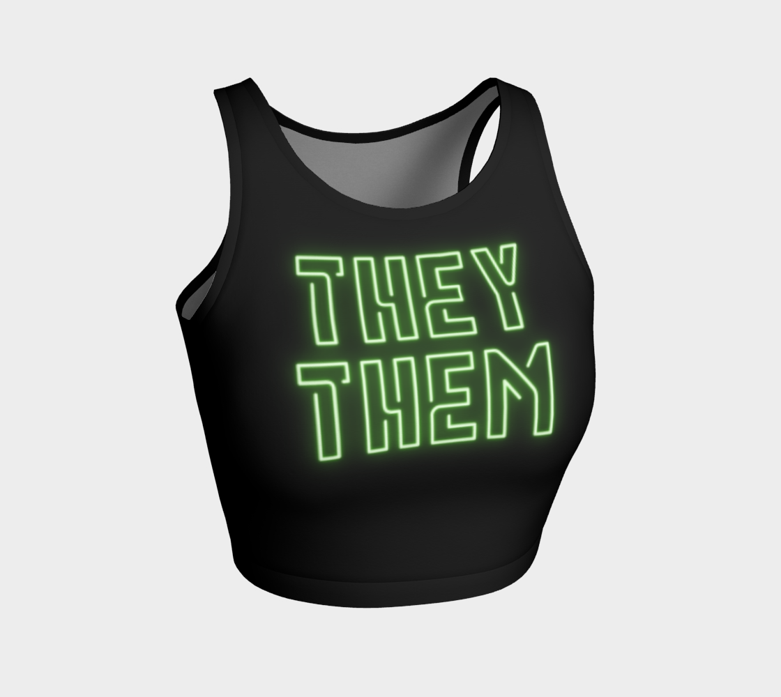 They/Them Pronouns Neon Athletic Crop Top