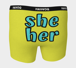 She/Her Pronouns Sassy Yellow Boxer Briefs by Havoq