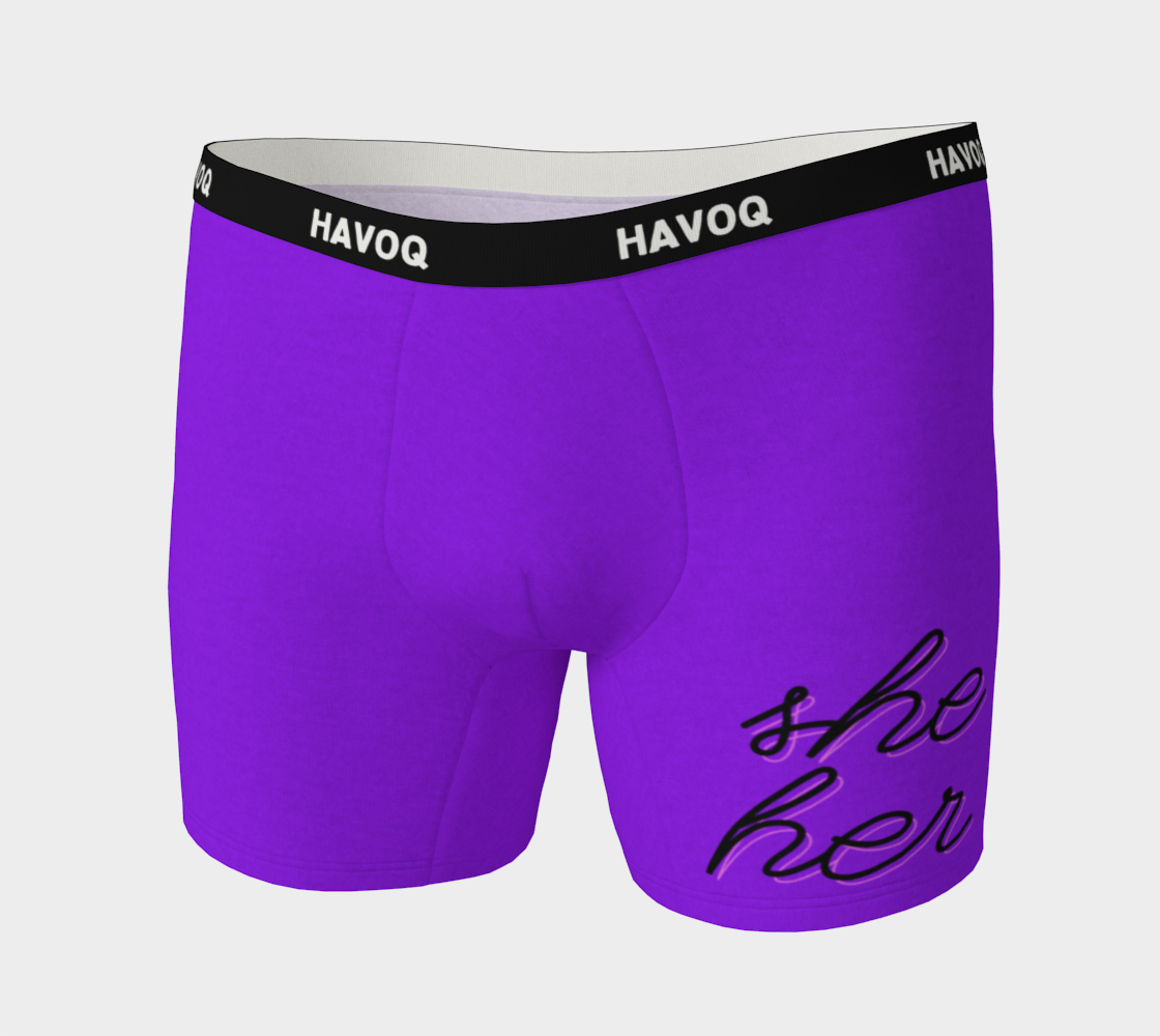 She/Her Pronouns Pretty Purple Boxer Briefs by Havoq