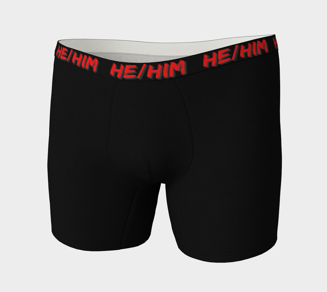 He/Him Pronouns Black Boxer Briefs