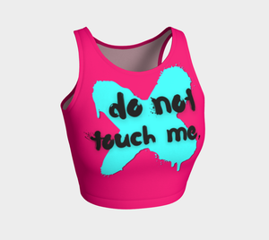 "do not touch me" emo style neon Athletic Crop Top by Havoq