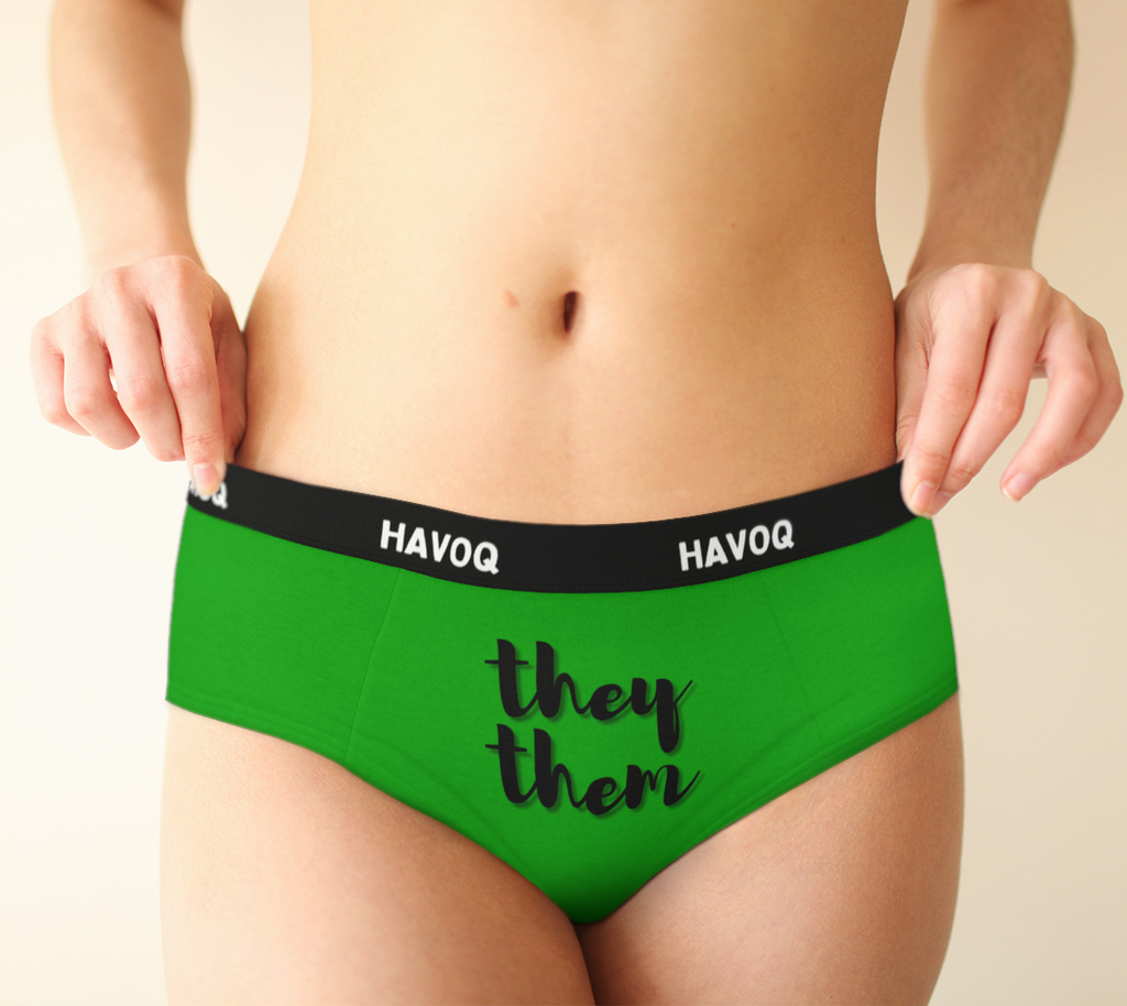 They/Them Pronouns Sweet Green Cheeky Briefs by Havoq