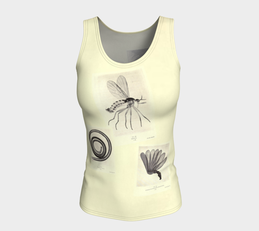 Microscopic Photograph Bugs Collage Fitted Long Tank Top