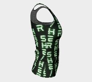 She/Her Nerdy Code Pronouns Neon Green Fitted Long Tank Top