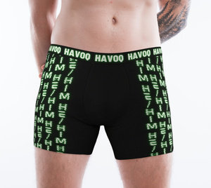 He/Him Nerdy Code Pronouns Neon Green Havoq Boxer Briefs