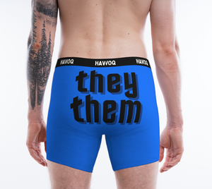 They/Them Pronouns Geometric Blue Boxer Briefs by Havoq