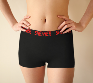 She/Her Pronouns Black Boyshorts