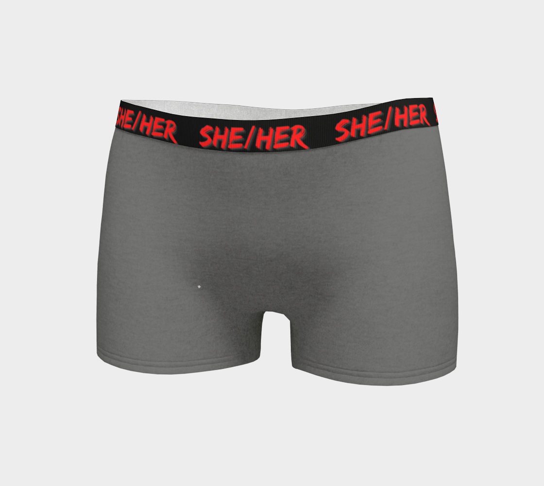 She/Her Pronouns Grey Boyshorts