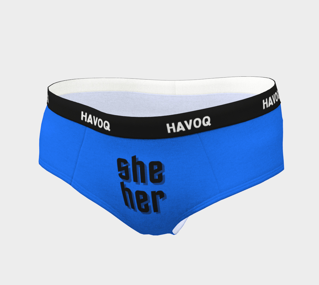 She/Her Pronouns Geometric Blue Cheeky Briefs by Havoq