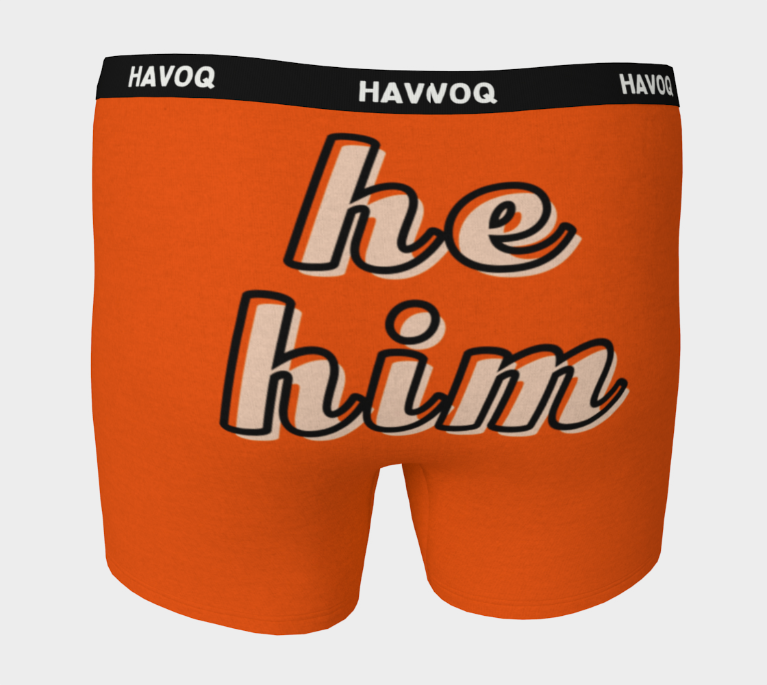 He/Him Pronouns Cute Orange Boxer Briefs by Havoq