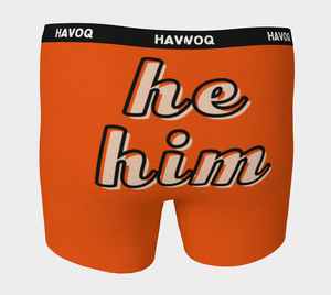 He/Him Pronouns Cute Orange Boxer Briefs by Havoq