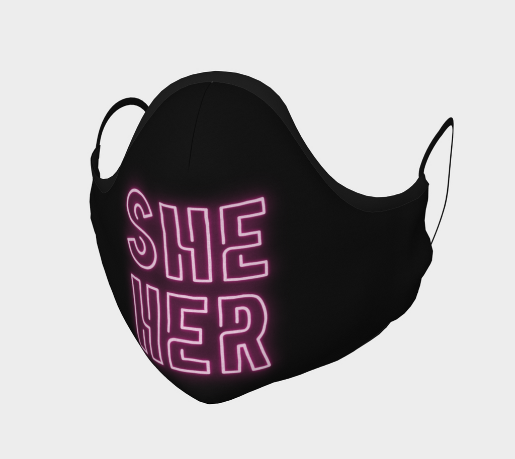 She/Her Pronouns Neon Face Mask