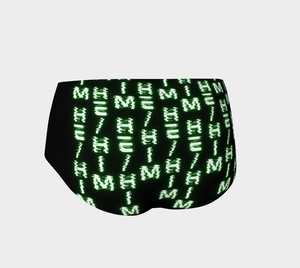 He/Him Nerdy Code Pronouns Neon Green Blacklight Reactive Mini Shorts