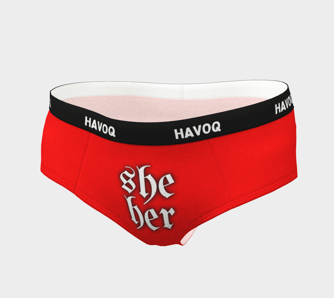 She/Her Pronouns Red Regal Cheeky Briefs by Havoq