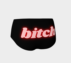 bitch Neon Red Mini Shorts