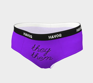 They/Them Pronouns Pretty Purple Cheeky Briefs by Havoq