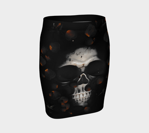 Skull and Rose Petals Fitted Skirt