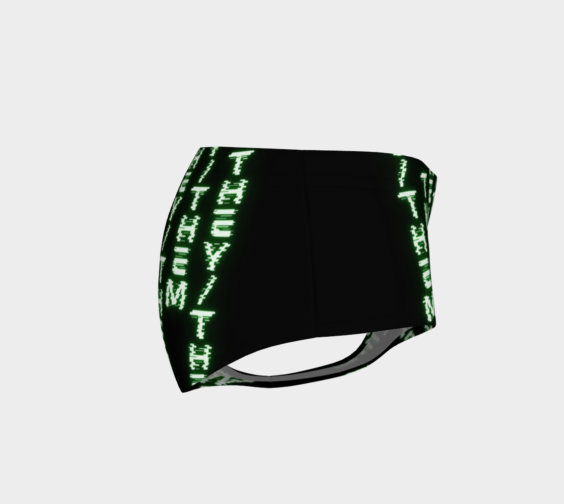 They/Them Nerdy Code Pronouns Neon Green Blacklight Reactive Mini Shorts