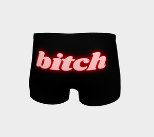 bitch Neon Red Blacklight Reactive Shorts