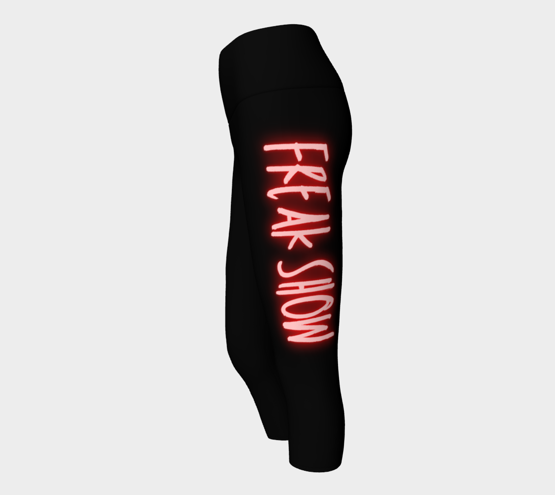 FREAK SHOW Neon Red Blacklight Reactive Yoga Capris