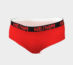 He/Him Pronouns Red Cheeky Briefs