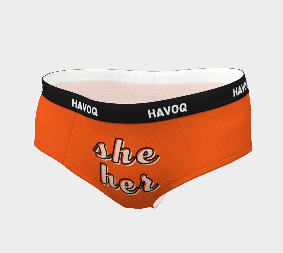 She/Her Pronouns Cute Orange Cheeky Briefs by Havoq