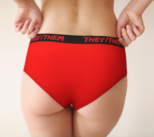 They/Them Pronouns Red Cheeky Briefs