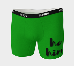 He/Him Pronouns Sweet Green Boxer Briefs by Havoq