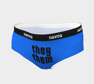 They/Them Pronouns Geometric Blue Cheeky Briefs by Havoq