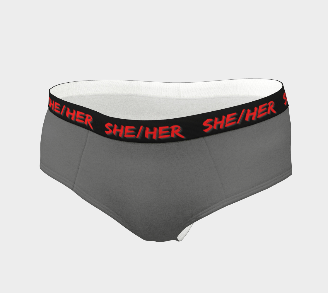 She/Her Pronouns Grey Cheeky Briefs