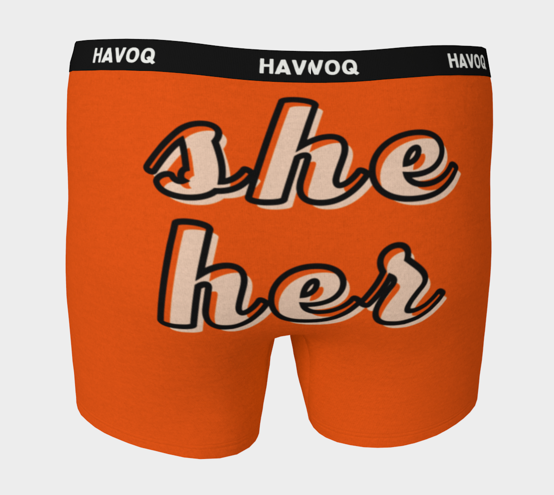 She/Her Pronouns Cute Orange Boxer Briefs by Havoq