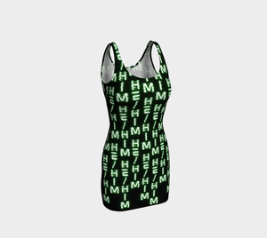 He/Him Nerdy Code Pronouns Neon Green Bodycon Dress