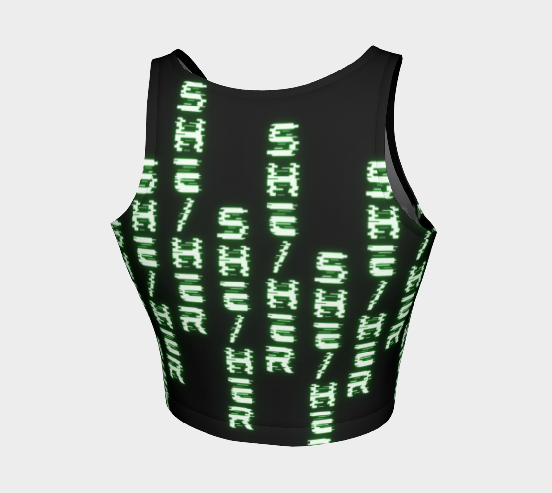 She/her Nerdy Code Pronouns Neon Green Blacklight Reactive Crop Top