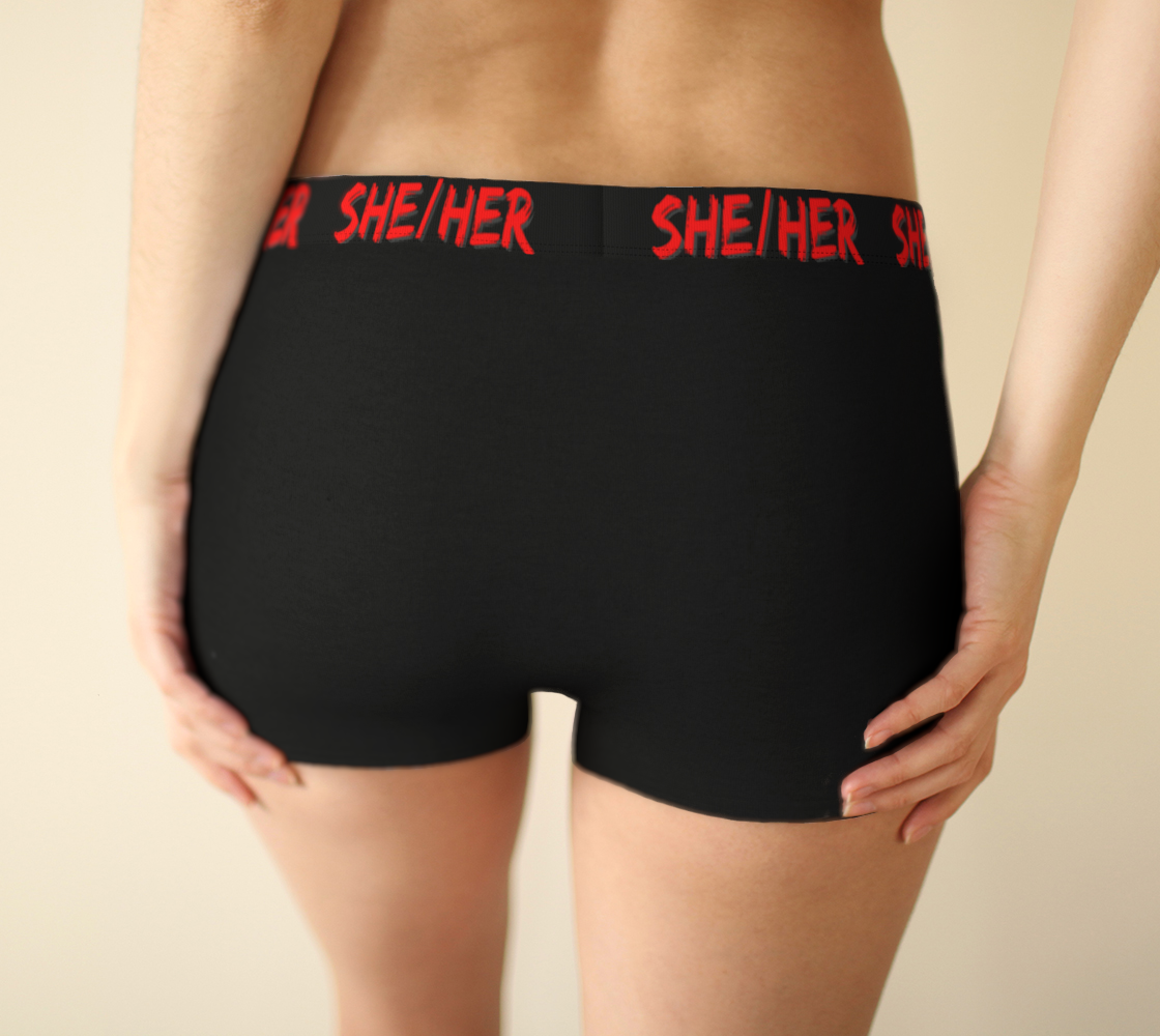 She/Her Pronouns Black Boyshorts