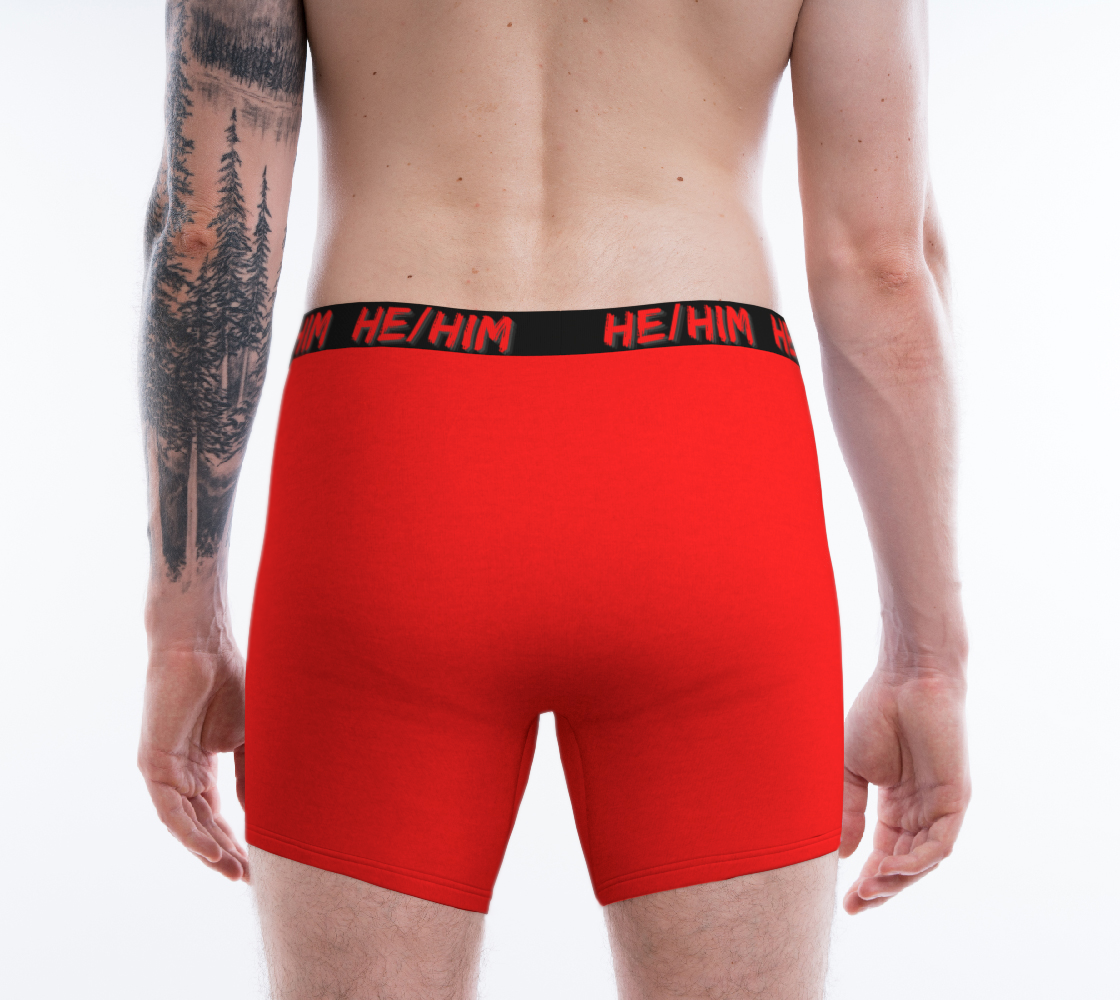 He/Him Pronouns Red Boxer Briefs