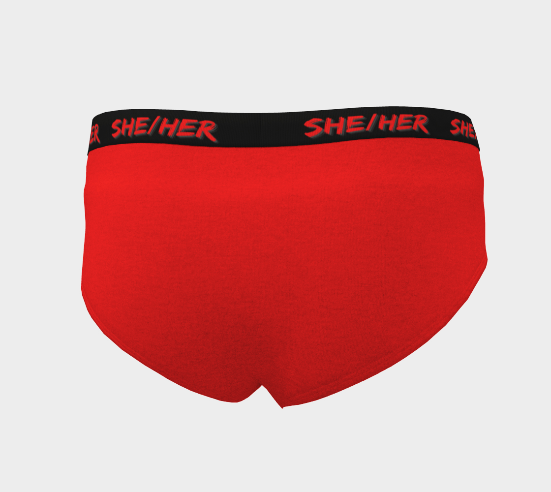 She/Her Pronouns Red Cheeky Briefs