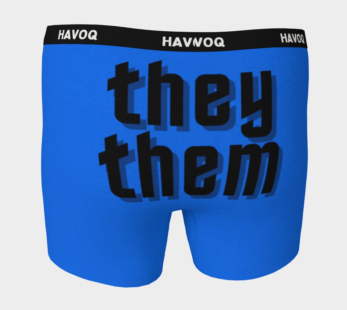 They/Them Pronouns Geometric Blue Boxer Briefs by Havoq