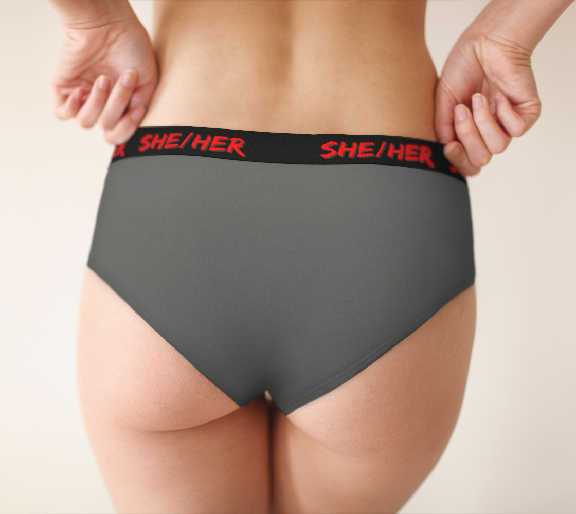 She/Her Pronouns Grey Cheeky Briefs