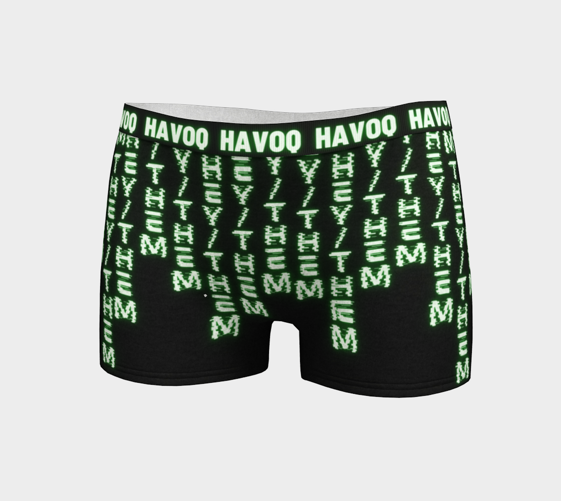 They/Them Nerdy Code Pronouns Neon Green Havoq Boyshorts