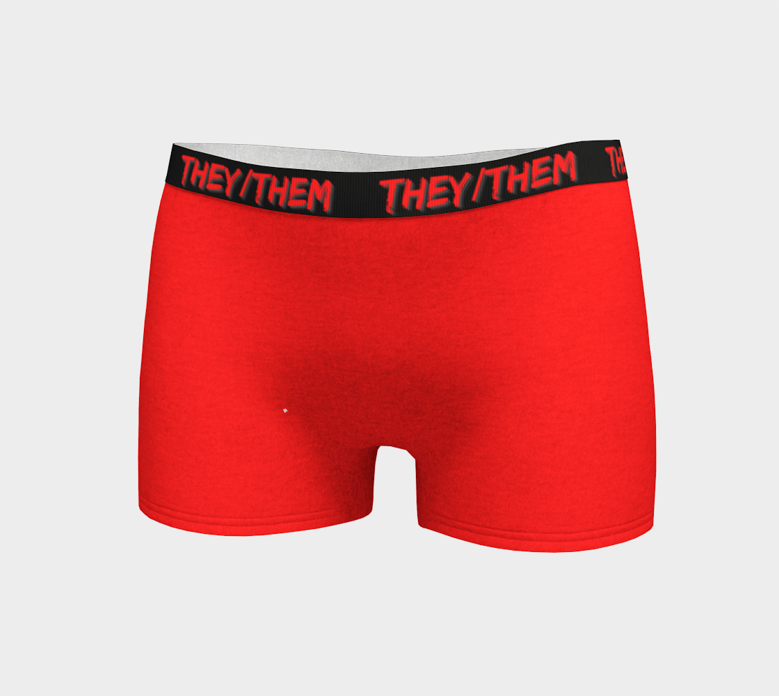 They/Them Pronouns Red Boyshorts