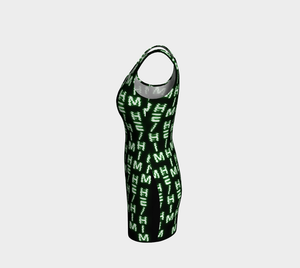 He/Him Nerdy Code Pronouns Neon Green Bodycon Dress