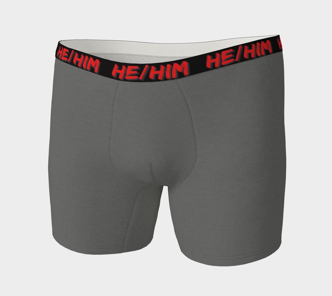 He/Him Pronouns Grey Boxer Briefs