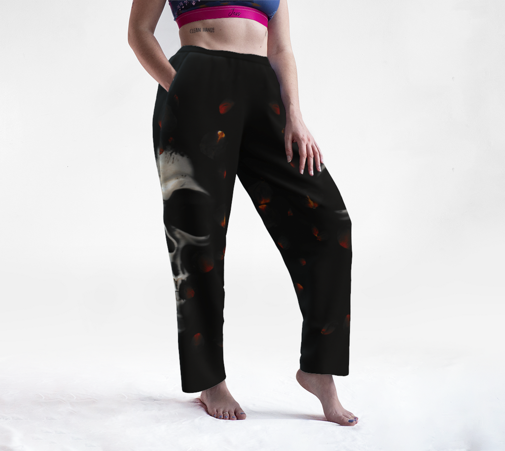 Skull and Rose Petals Lounge Pants