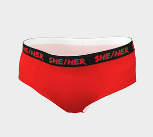 She/Her Pronouns Red Cheeky Briefs