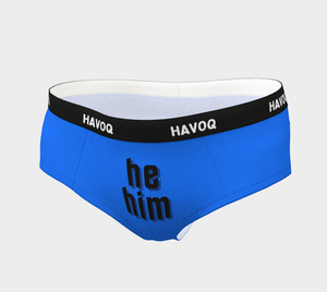 He/Him Pronouns Geometric Blue Cheeky Briefs by Havoq