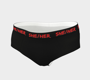 She/Her Pronouns Black Cheeky Briefs