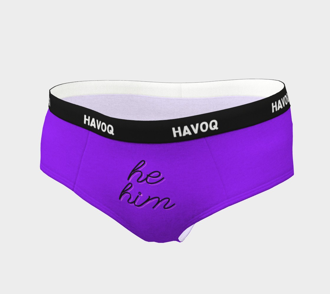 He/Him Pronouns Pretty Purple Cheeky Briefs by Havoq