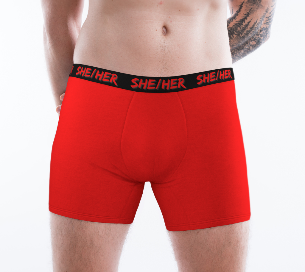 She/Her Pronouns Red Boxer Briefs