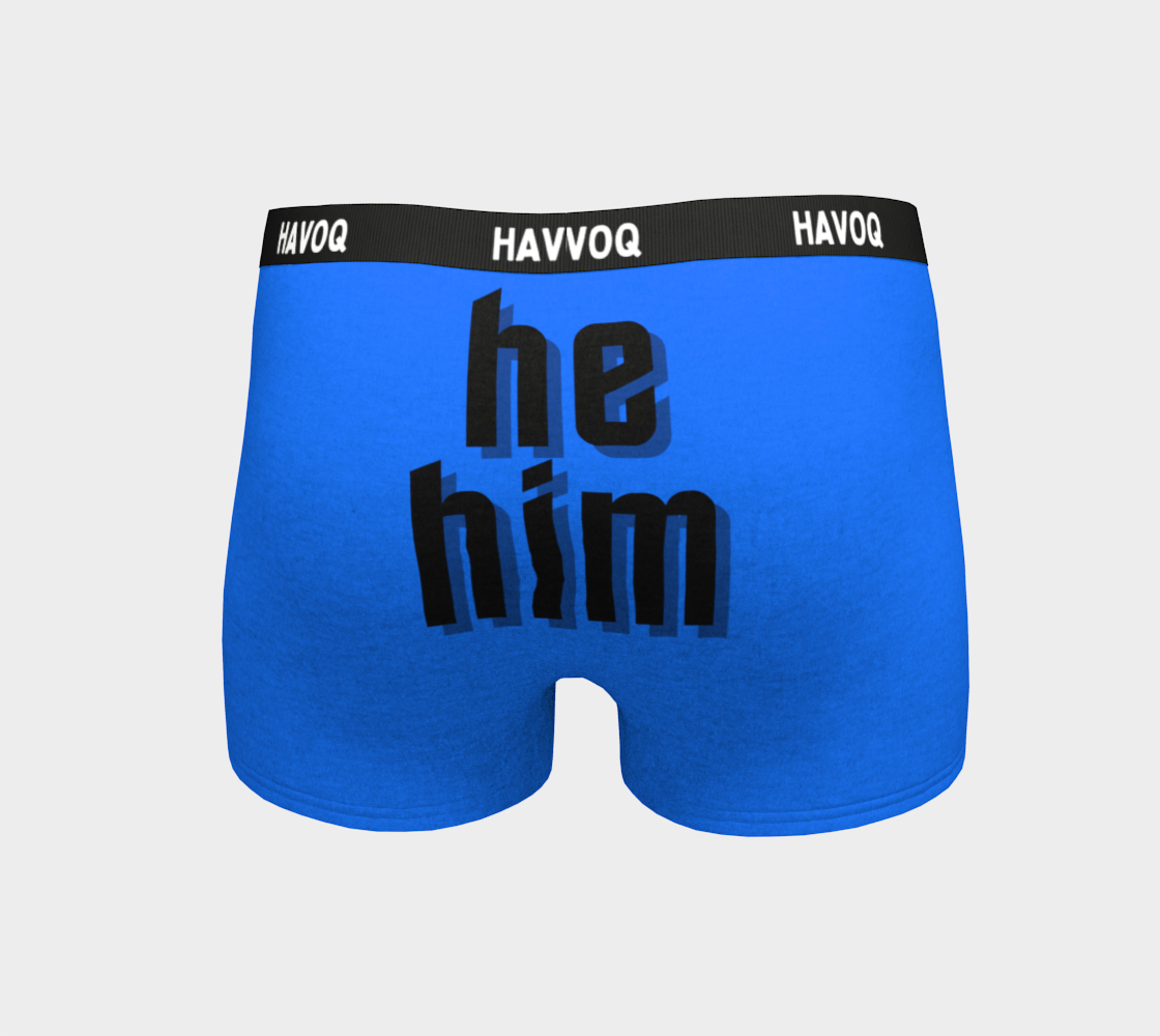 He/Him Pronouns Geometric Blue Boyshorts by Havoq